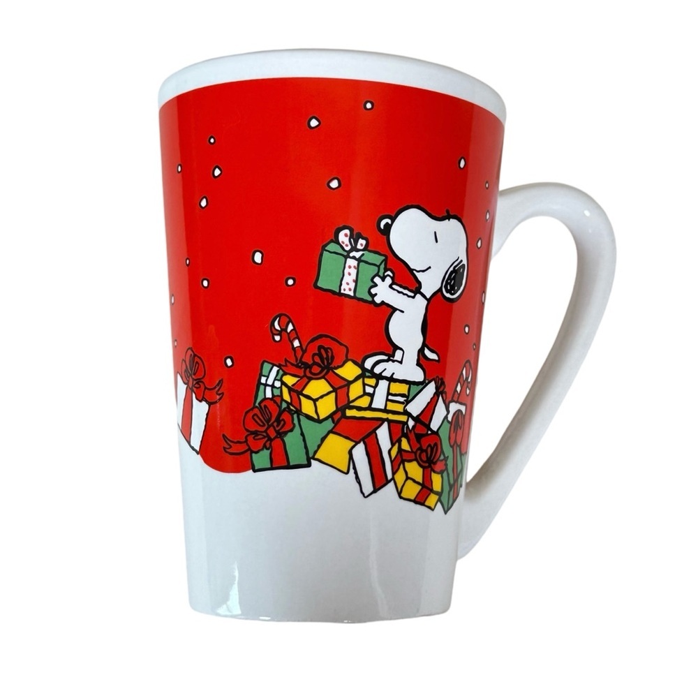 VINTAGE Peanuts Christmas Snoopy & Woodstock Ceramic Mug